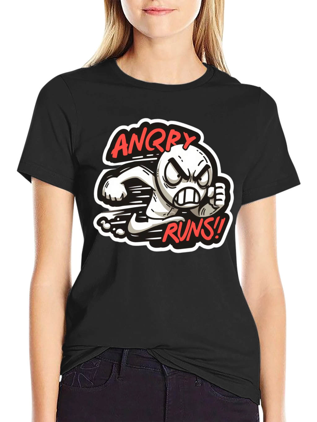 Angry Runs T-Shirt - Mens Black Graphic Tee