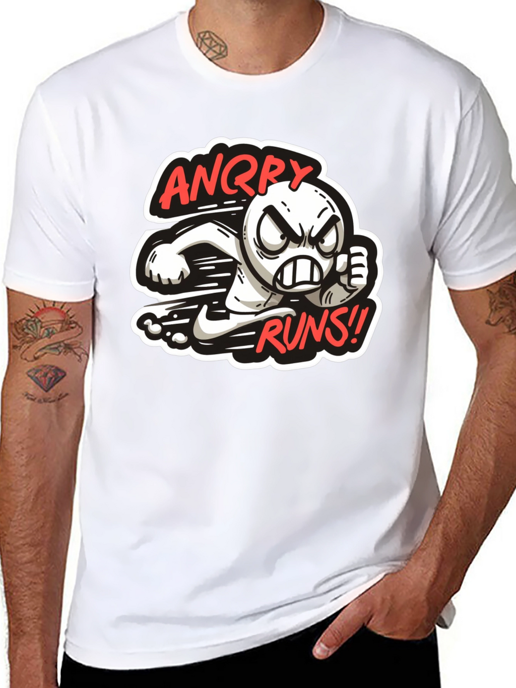 Angry Runs T-Shirt - Mens Black Graphic Tee