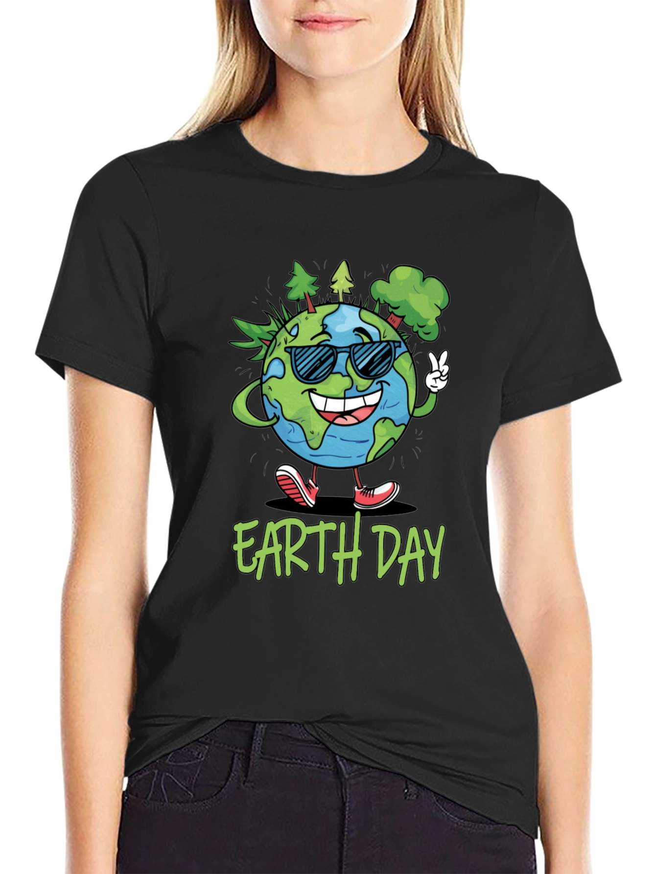 Earth Day T-Shirt - Cartoon Globe Graphic Tee