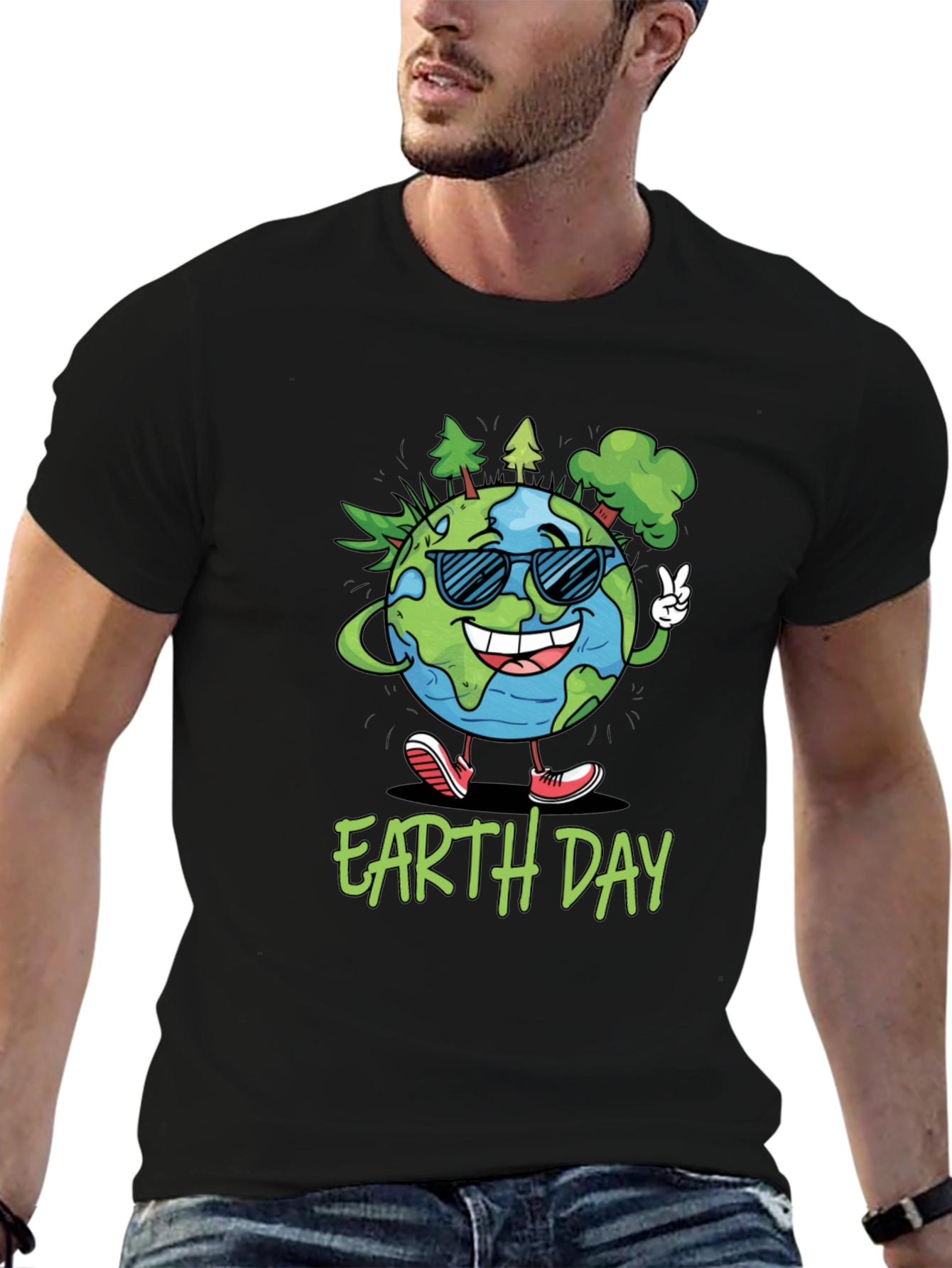 Earth Day T-Shirt - Cartoon Globe Graphic Tee