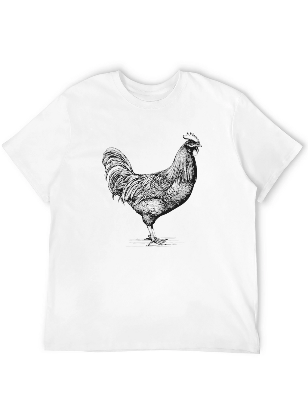 Black T-Shirt with Rooster Outline