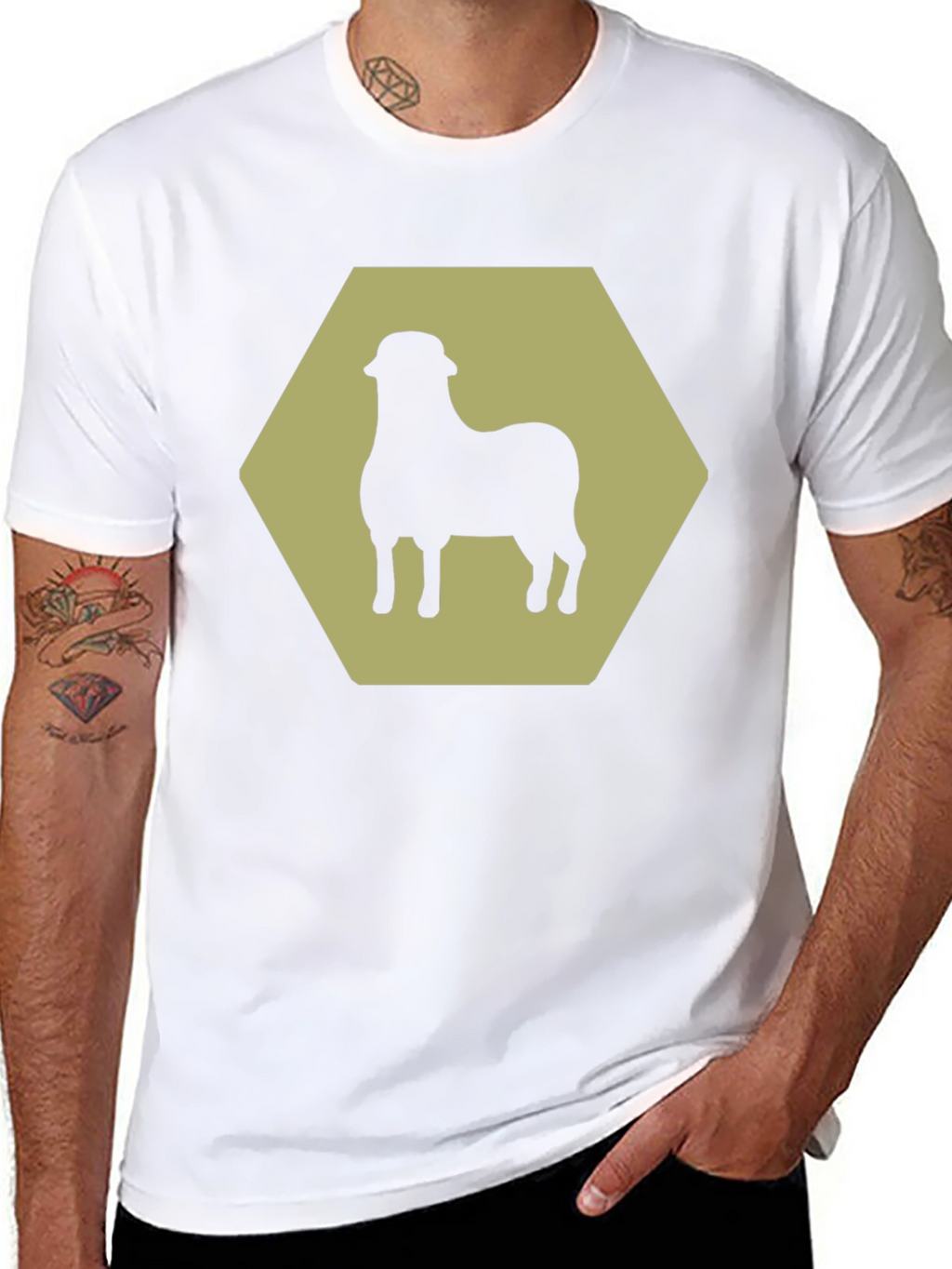 Sheep Hexagon Graphic Tee - Black