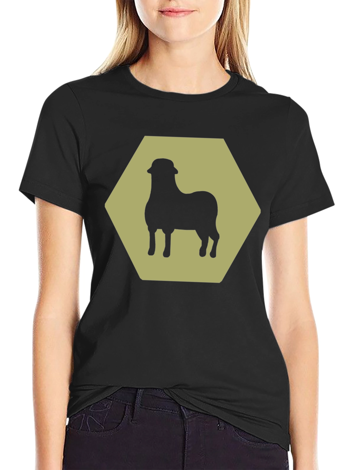 Sheep Hexagon Graphic Tee - Black
