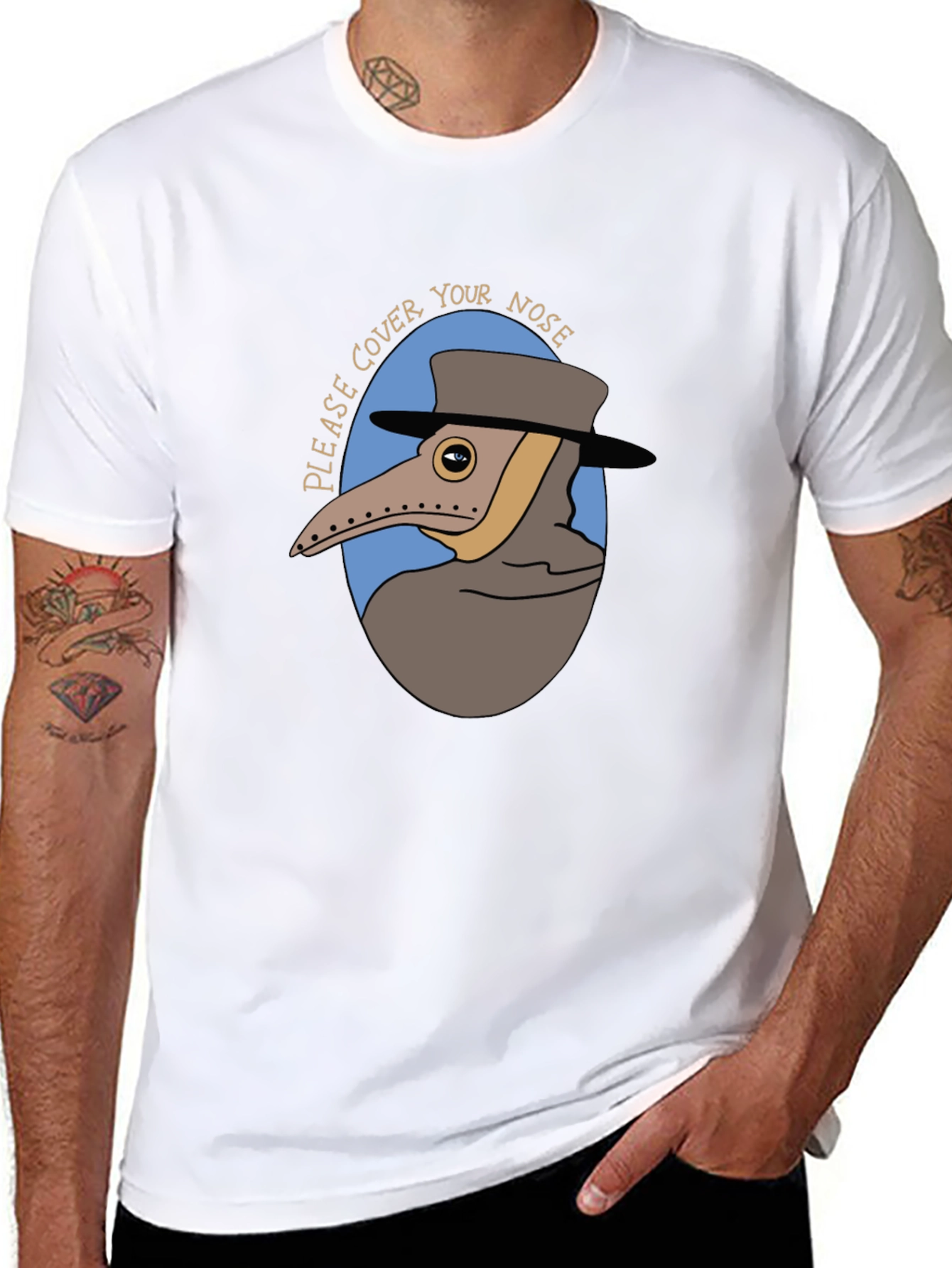 Plague Doctor Cover Your Nose Graphic Tee
