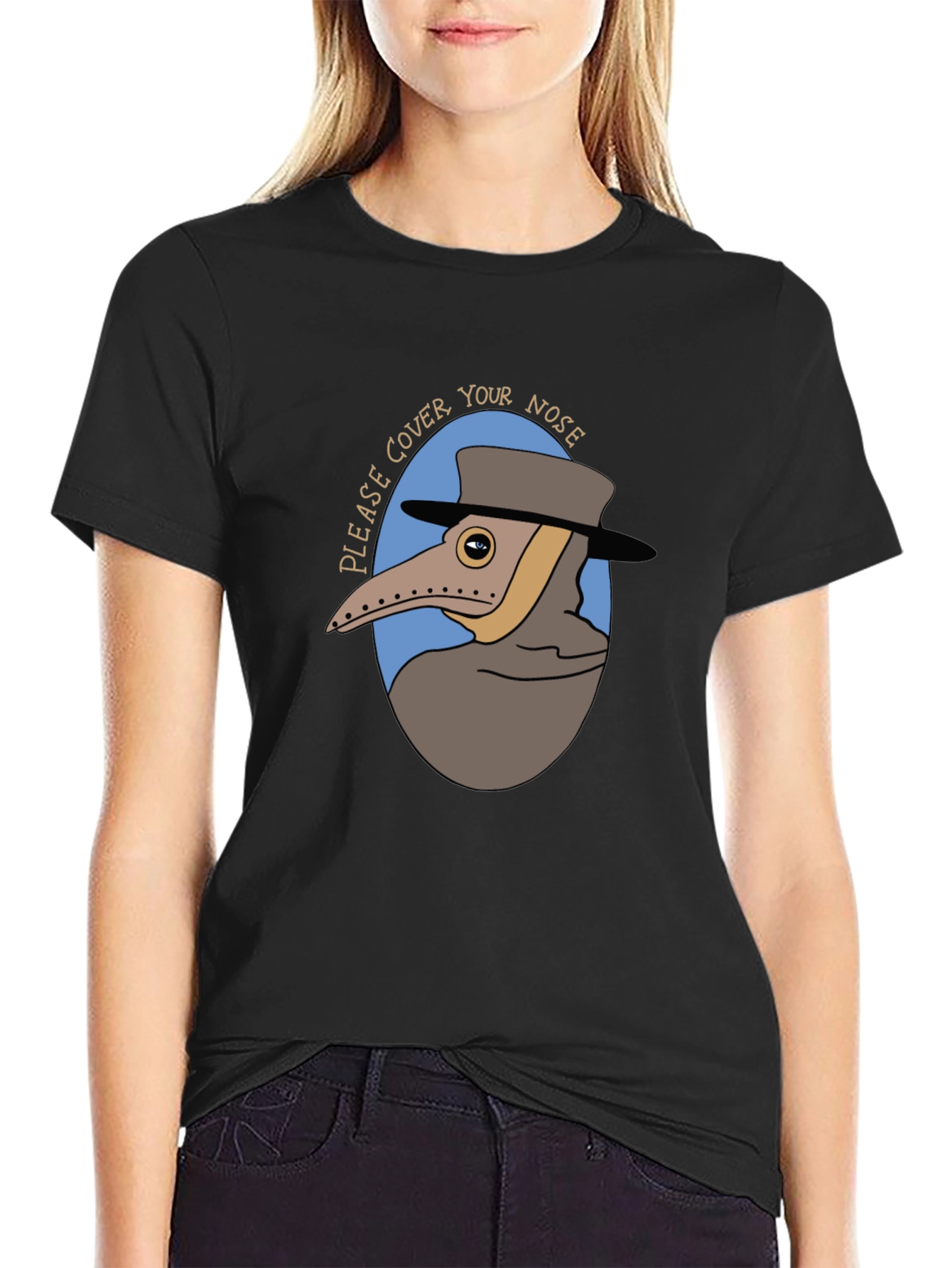 Plague Doctor Cover Your Nose Graphic Tee