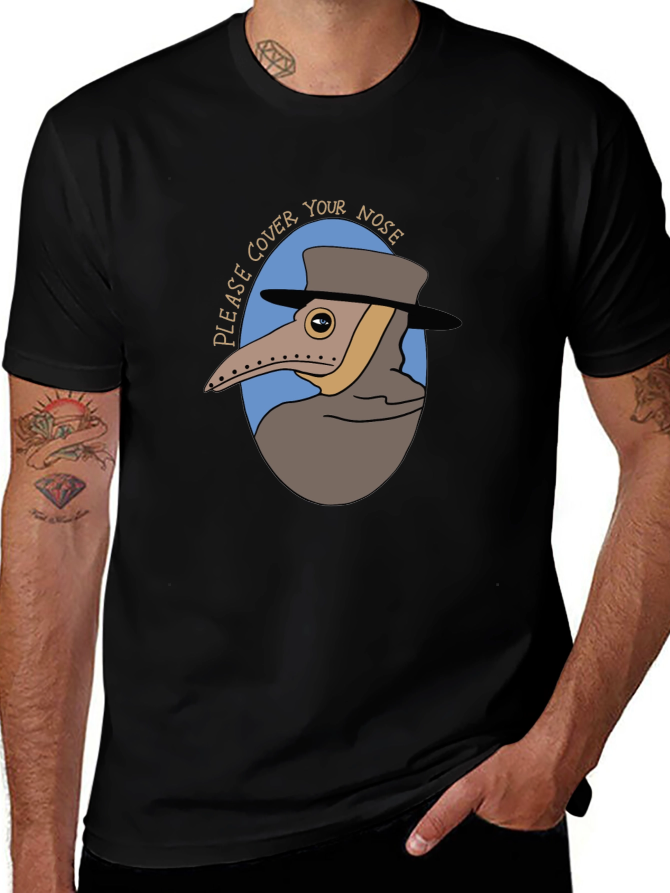 Plague Doctor Cover Your Nose Graphic Tee