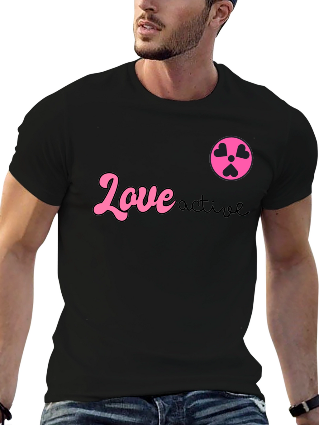 Love Active Graphic Tee - Black Cotton T-Shirt