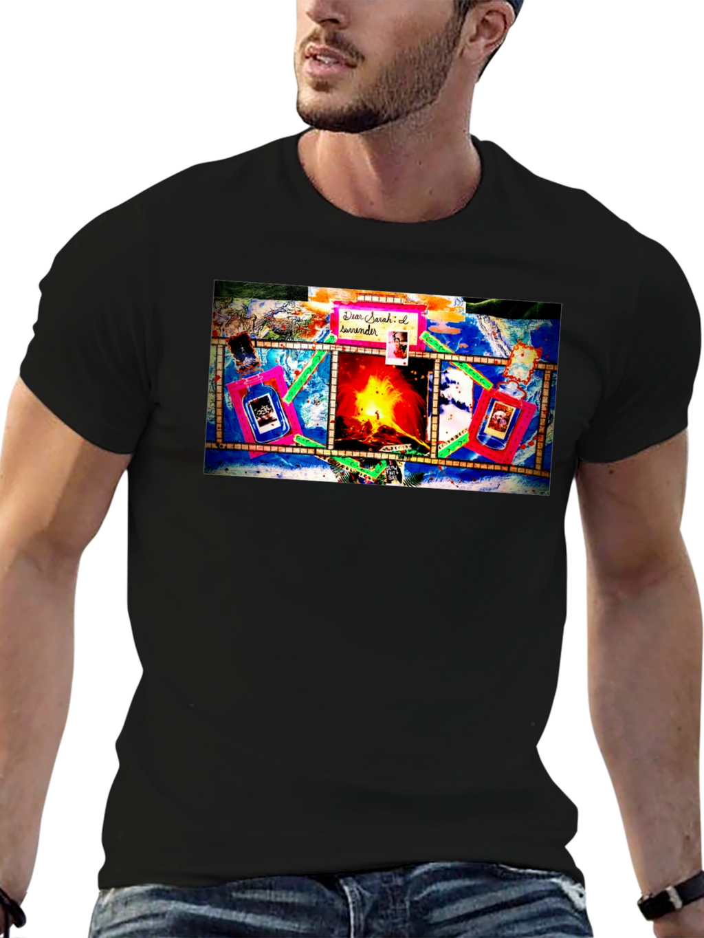 Unique Graphic Print Black T-Shirt