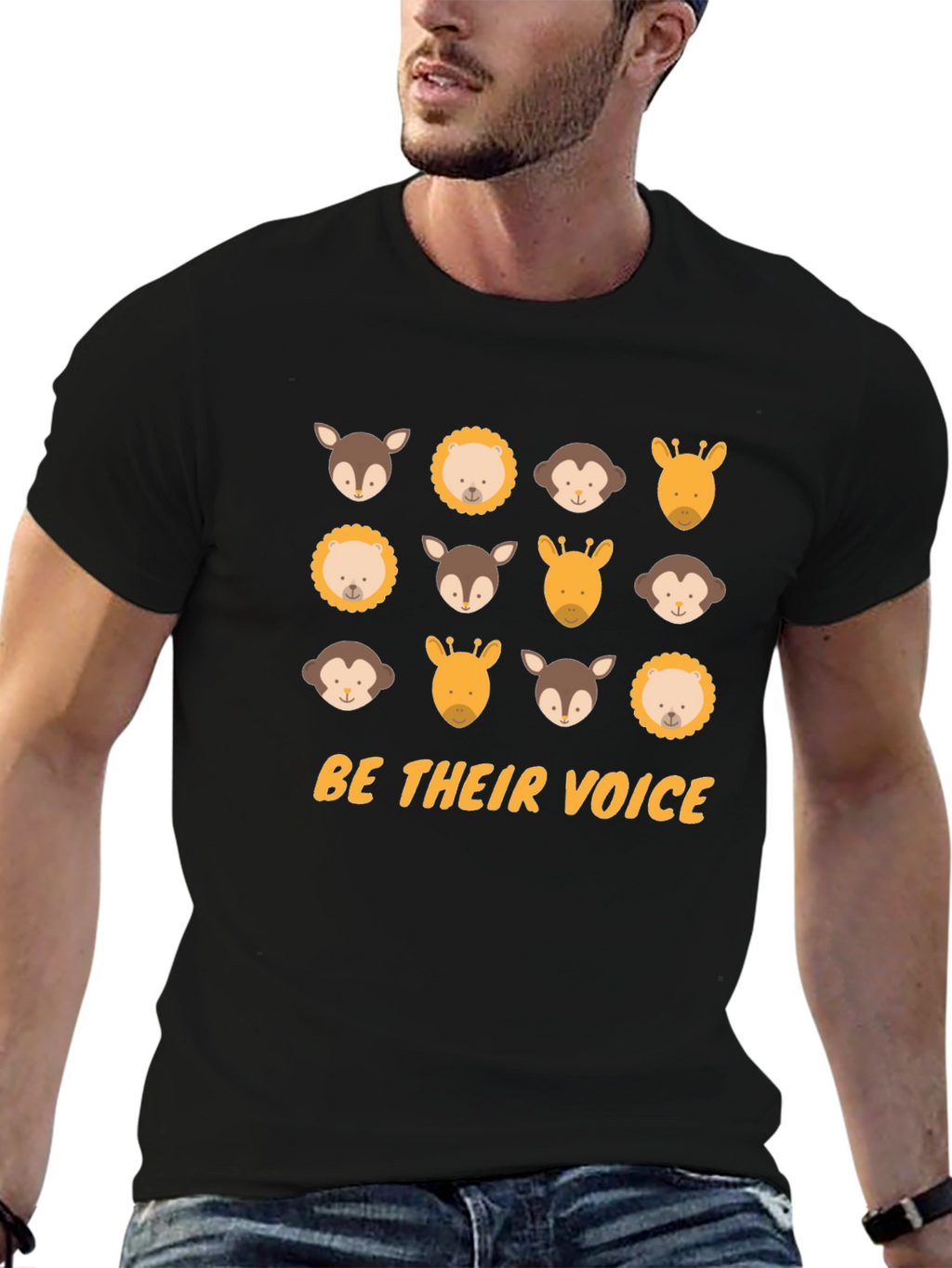 Be Their Voice Animal T-Shirt - Black Cotton Tee