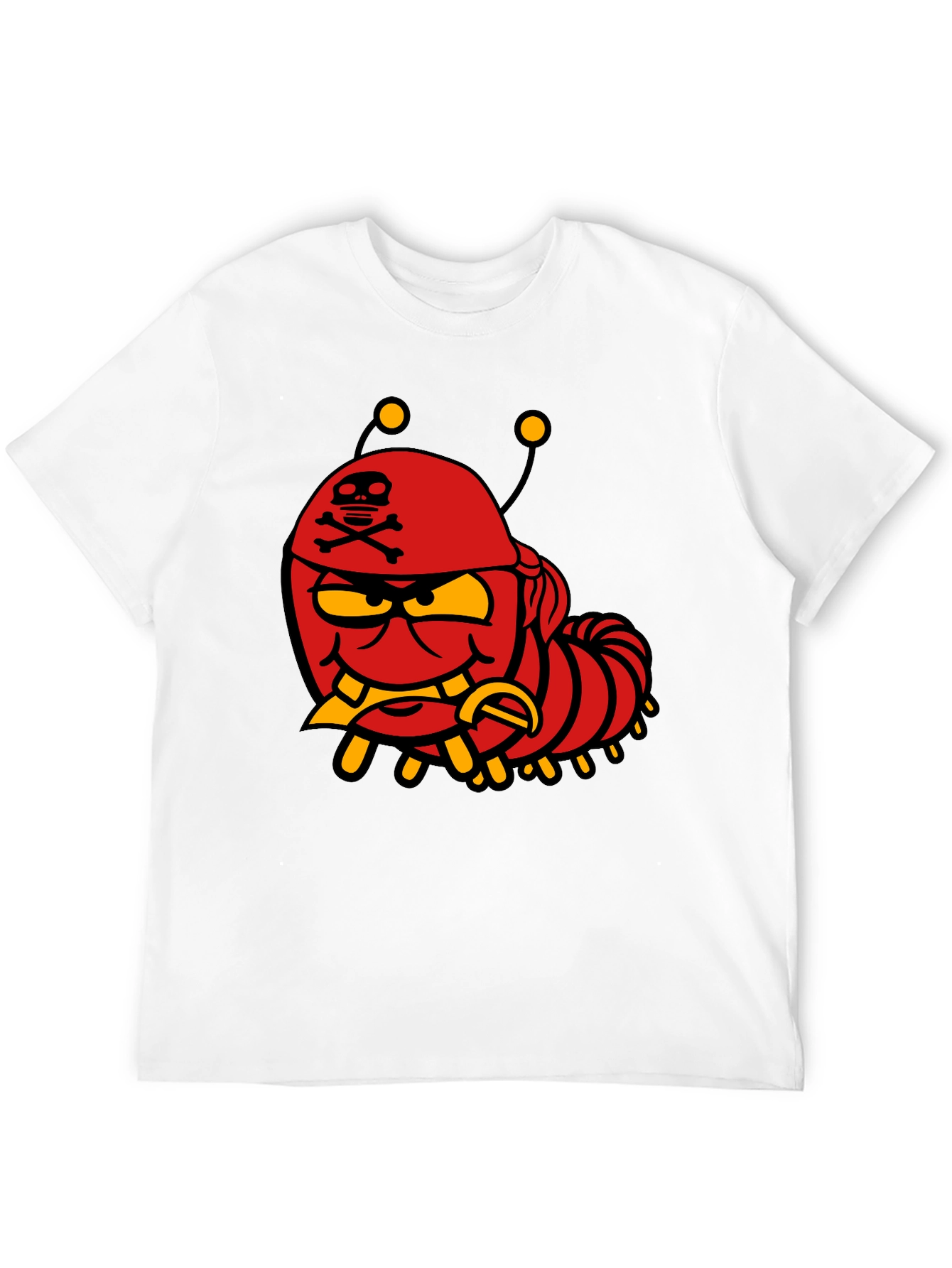 Cartoon Caterpillar Pirate Graphic T-Shirt