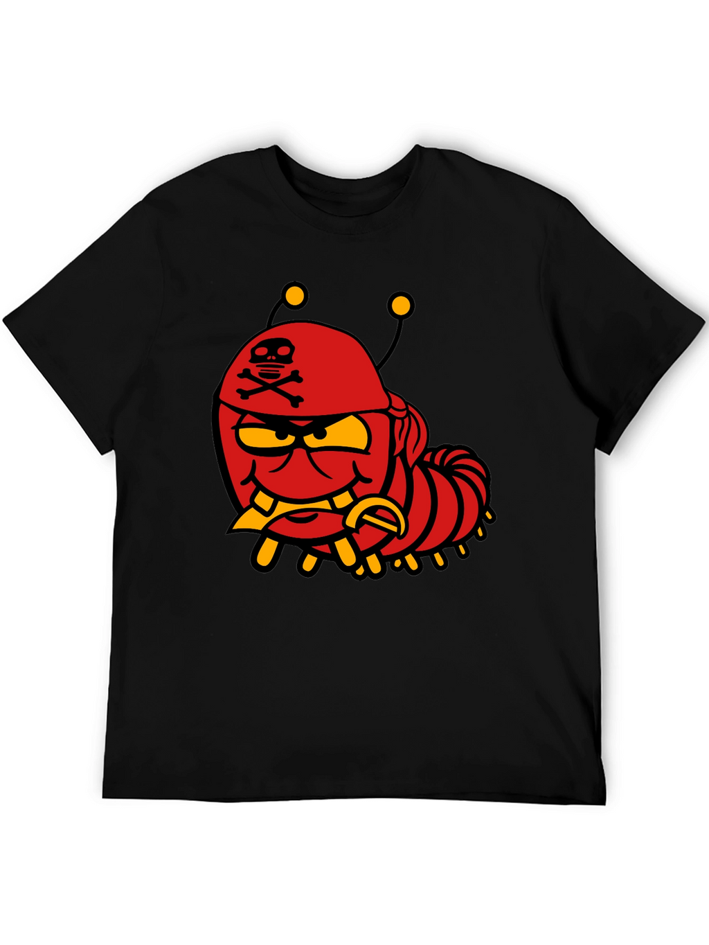 Cartoon Caterpillar Pirate Graphic T-Shirt