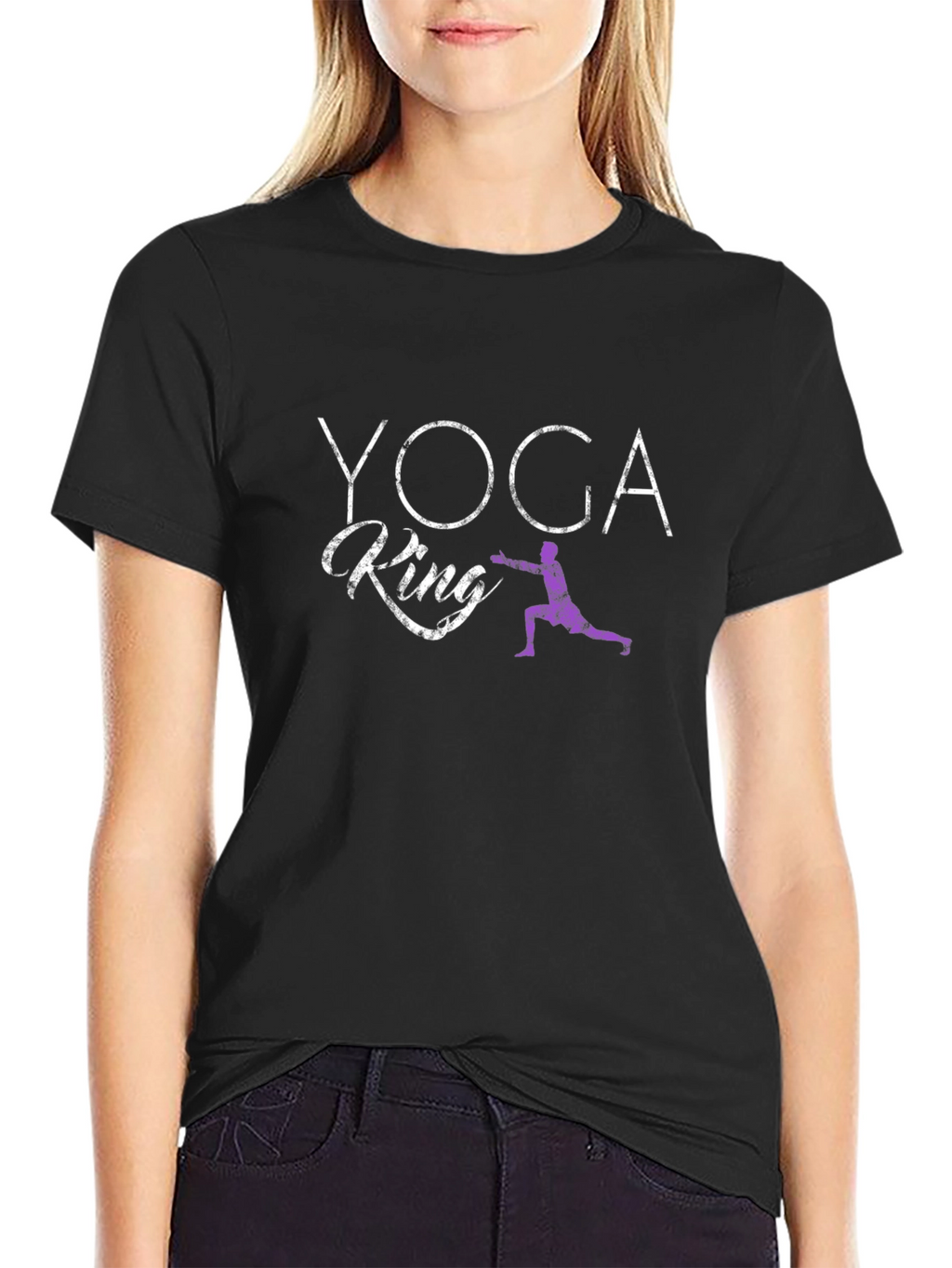 Yoga King Graphic Tee - Black Cotton T-Shirt