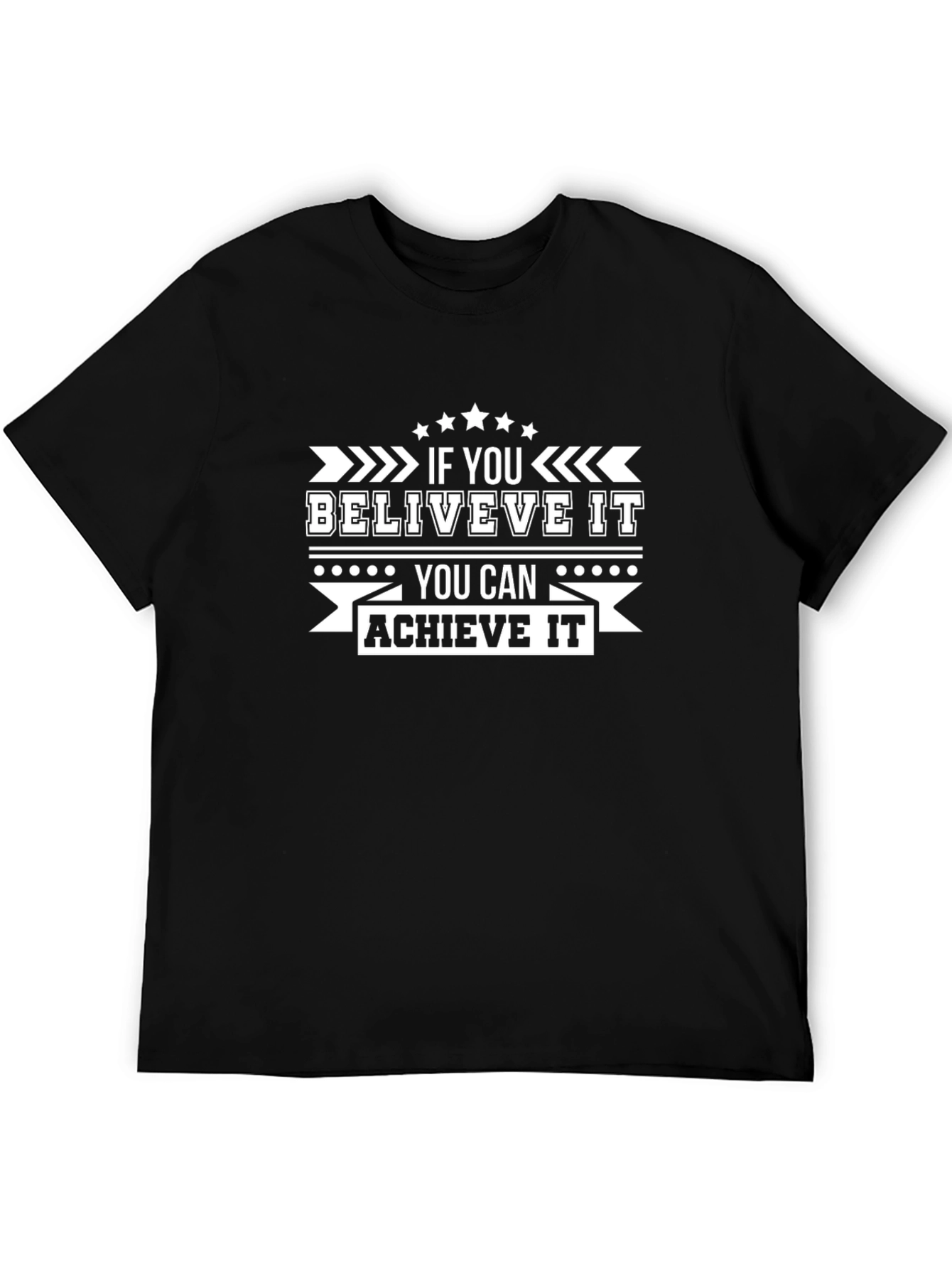 Believe Achieve Graphic Tee - Black Cotton Casual T-Shirt