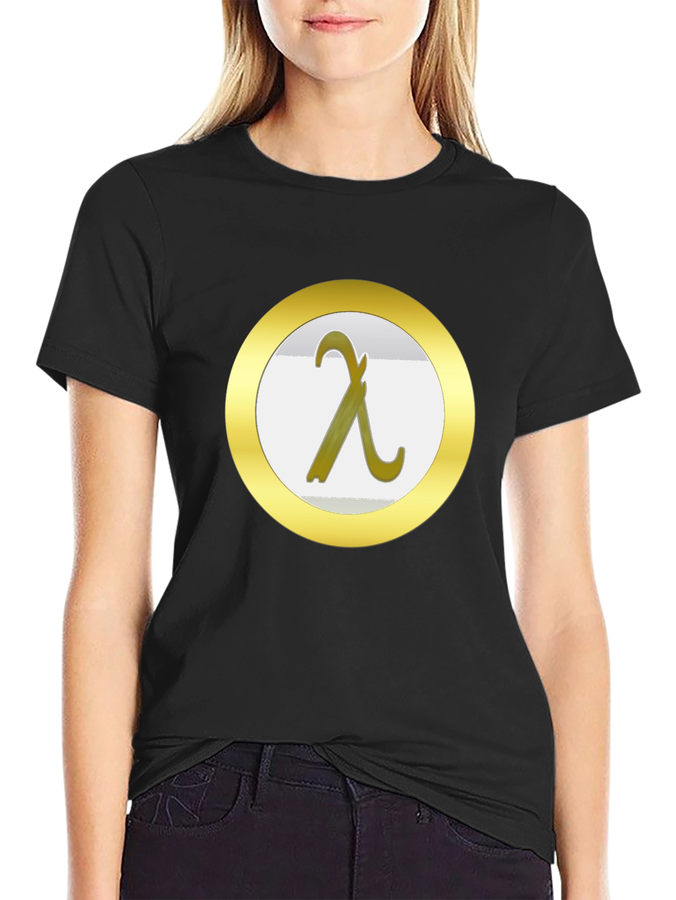 Lambda Symbol Graphic Tee - Black Cotton T-Shirt