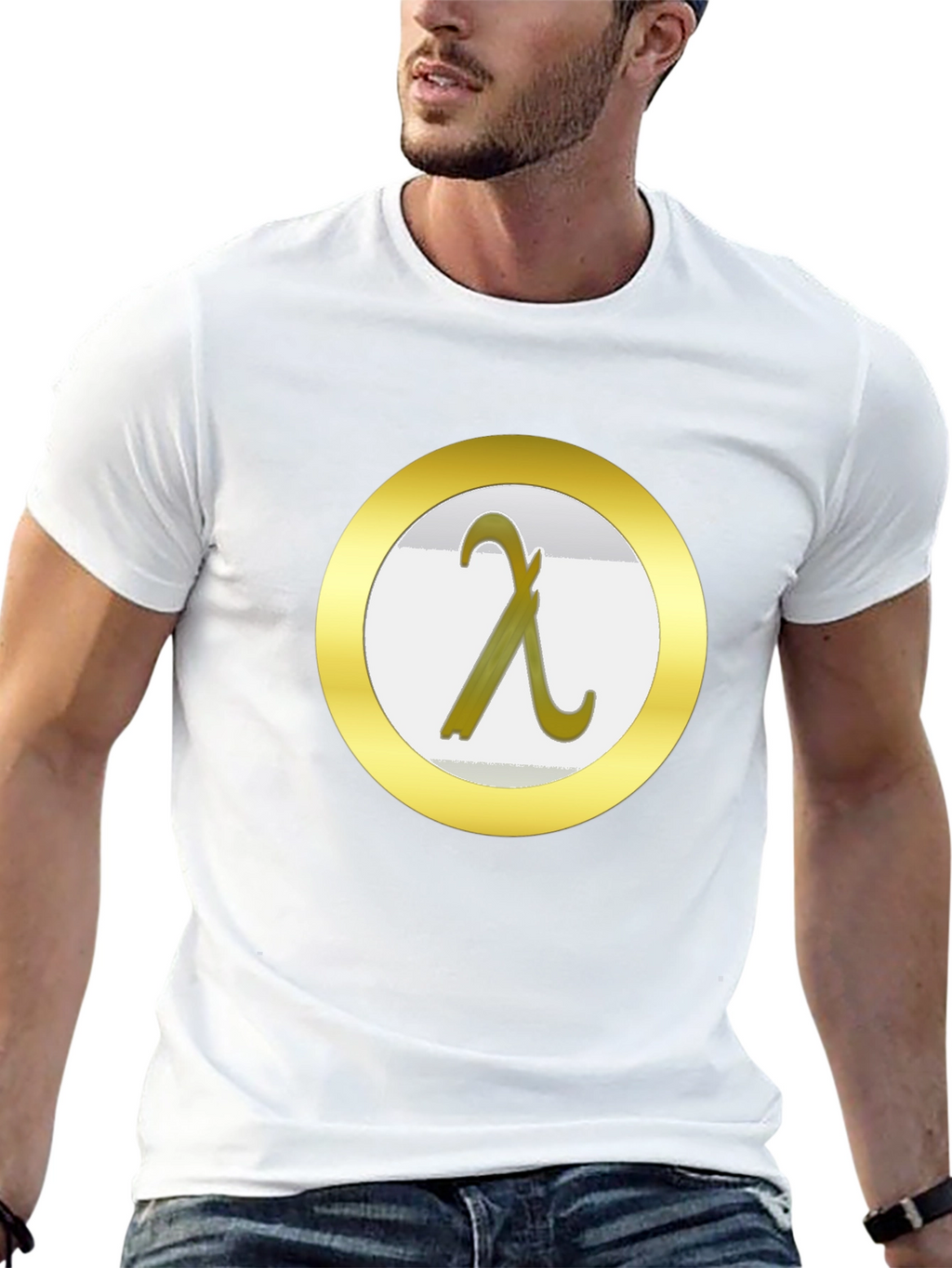 Lambda Symbol Graphic Tee - Black Cotton T-Shirt