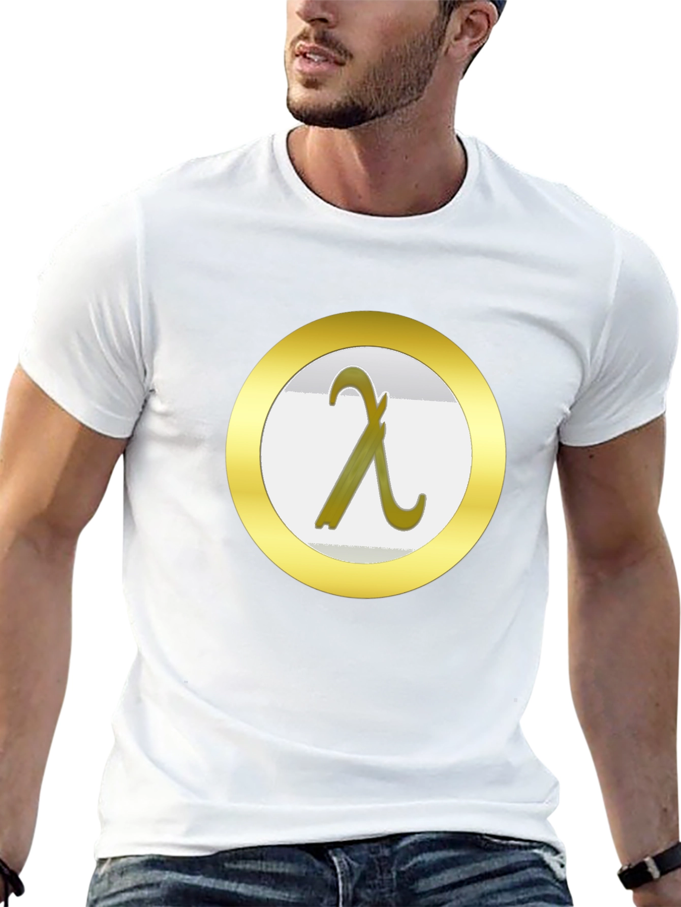 Lambda Symbol Graphic Tee - Black Cotton T-Shirt
