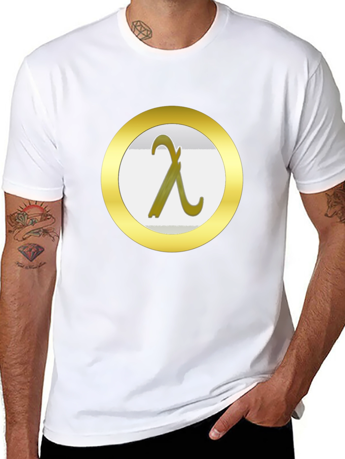 Lambda Symbol Graphic Tee - Black Cotton T-Shirt