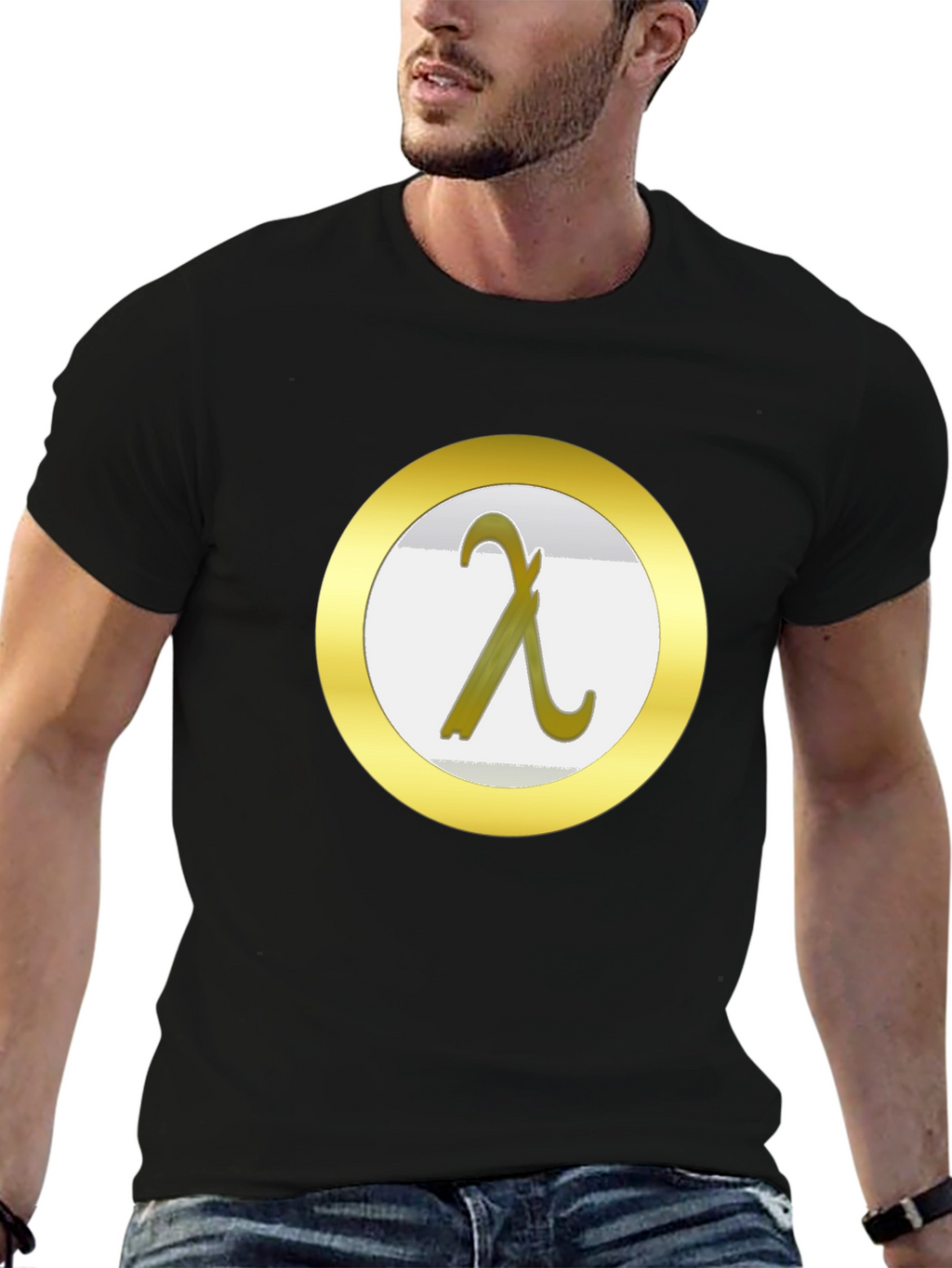 Lambda Symbol Graphic Tee - Black Cotton T-Shirt