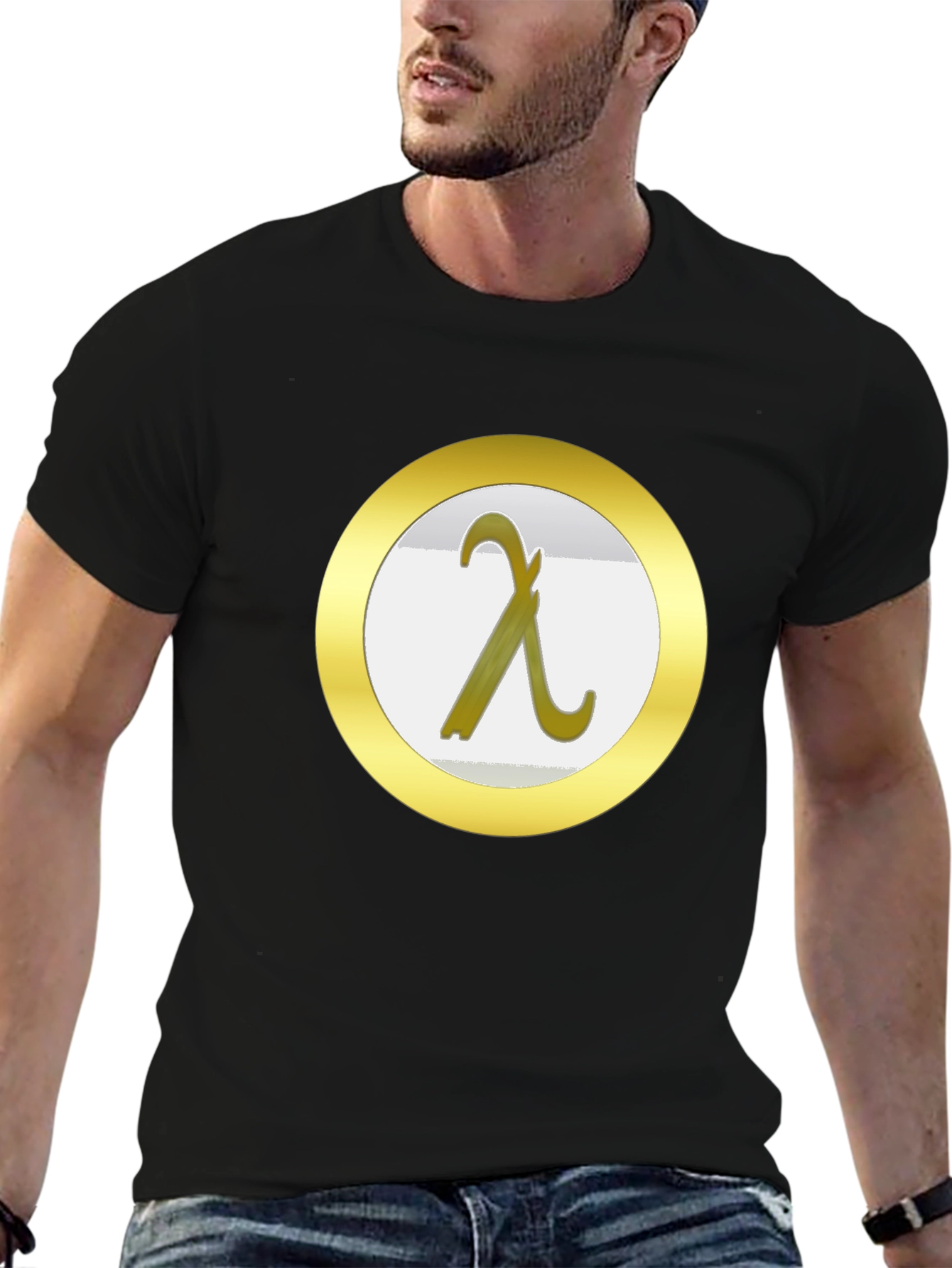 Lambda Symbol Graphic Tee - Black Cotton T-Shirt