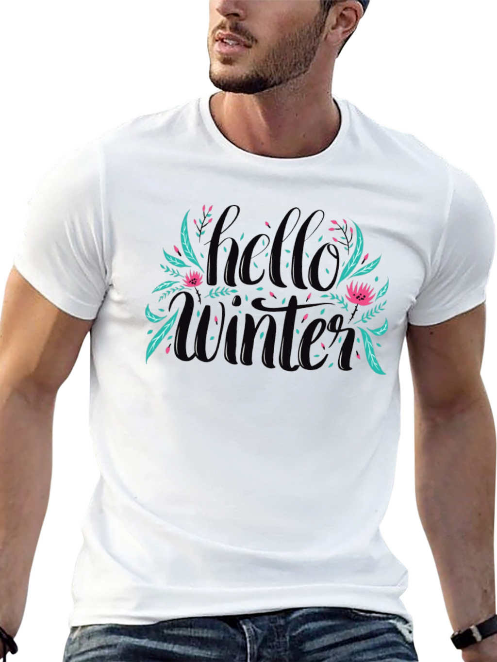 Hello Winter Graphic Tee - Black