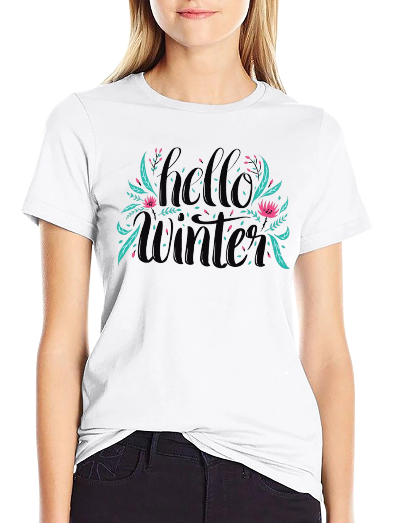 Hello Winter Graphic Tee - Black