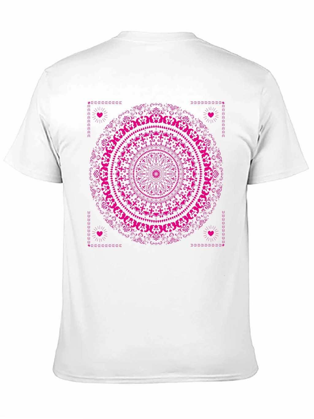 Black T-Shirt with Pink Mandala Design