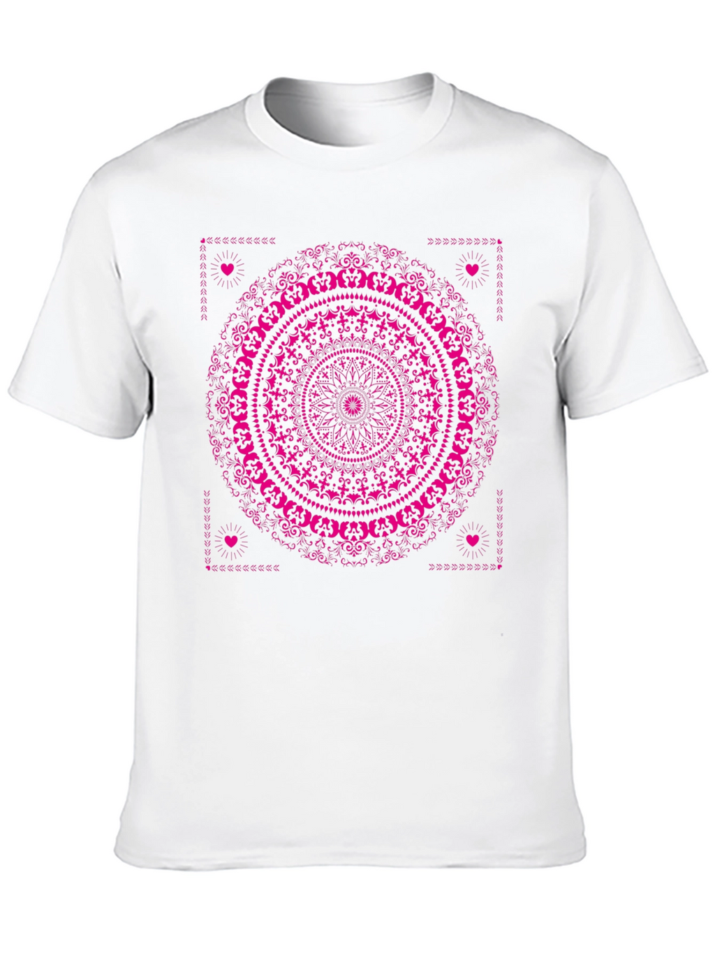 Black T-Shirt with Pink Mandala Design