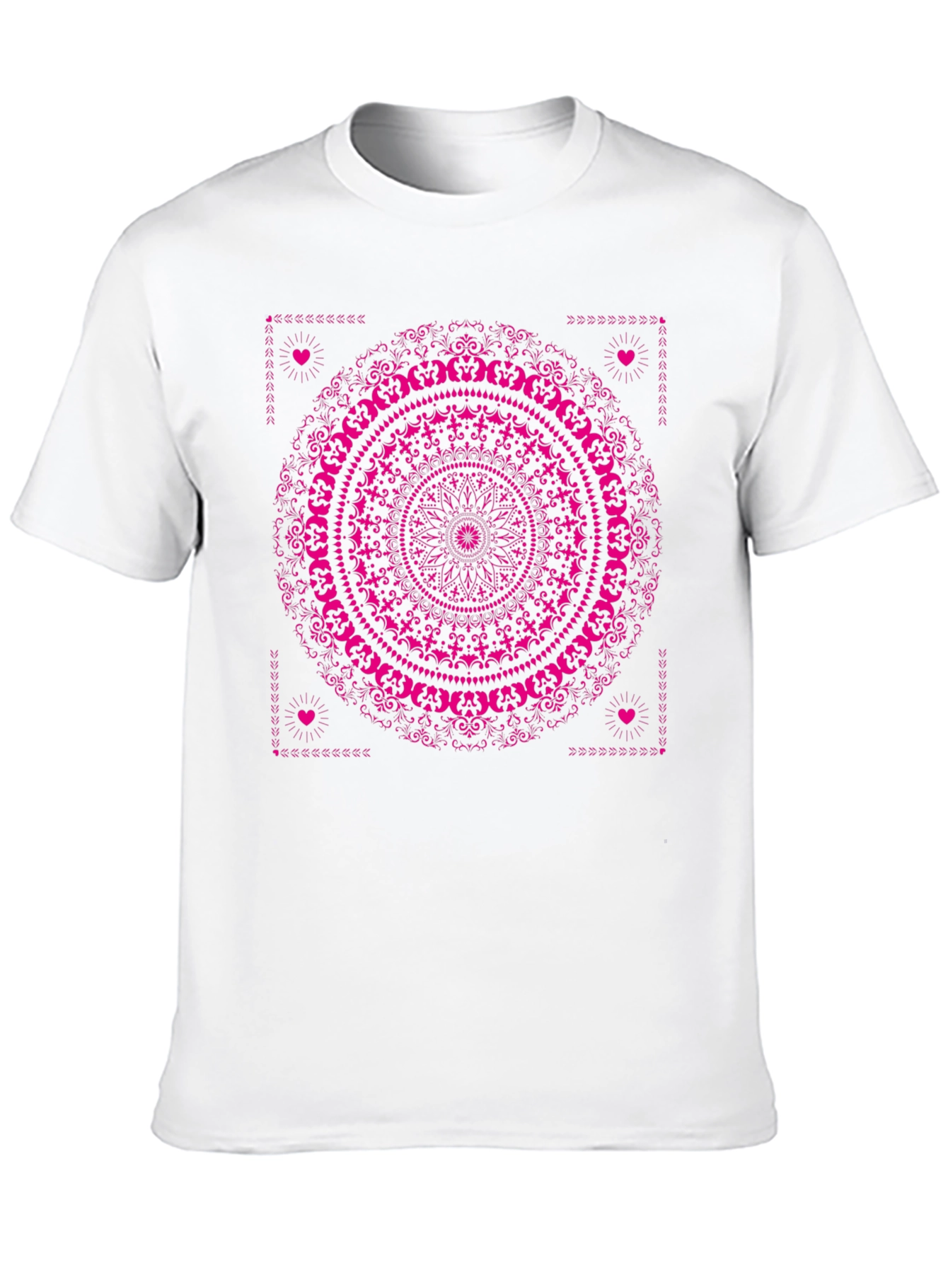 Black T-Shirt with Pink Mandala Design