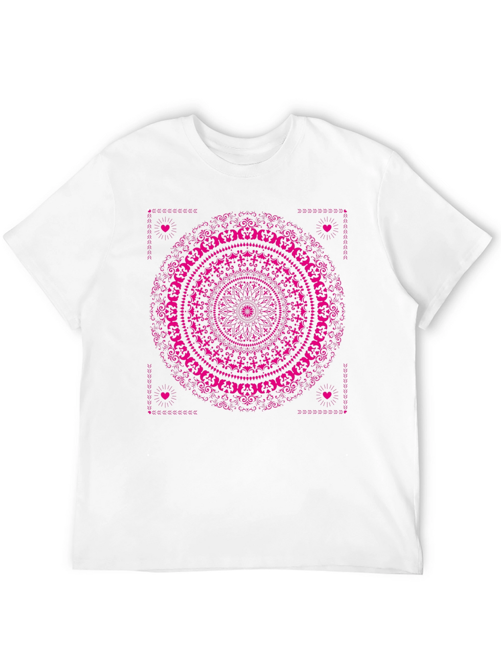 Black T-Shirt with Pink Mandala Design