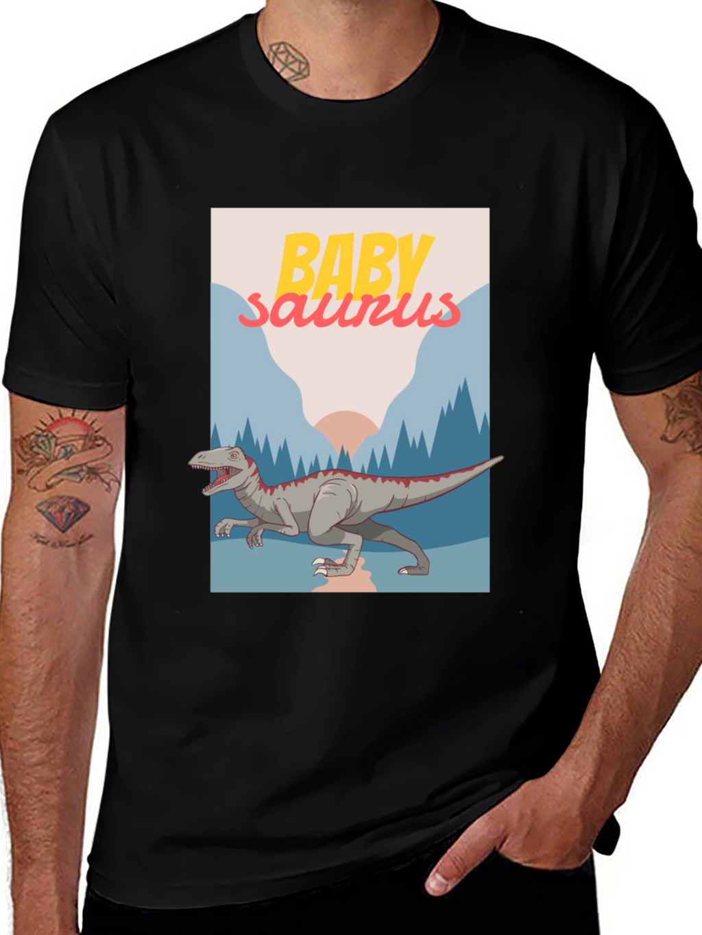 Baby Saurus Graphic T-Shirt - Black Cotton Tee