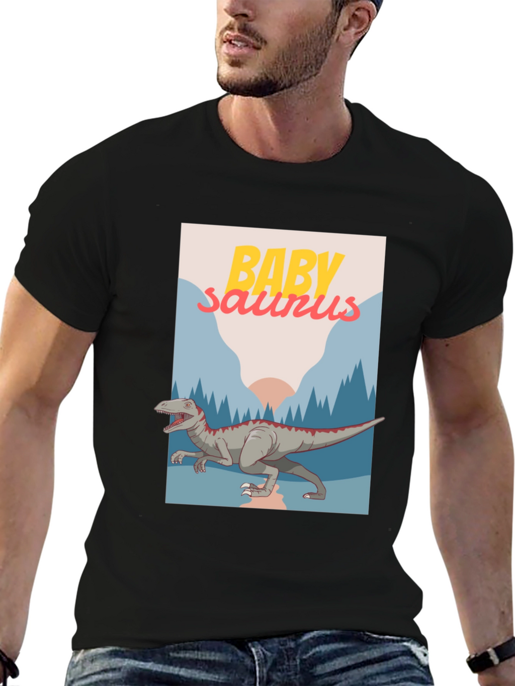 Baby Saurus Graphic T-Shirt - Black Cotton Tee