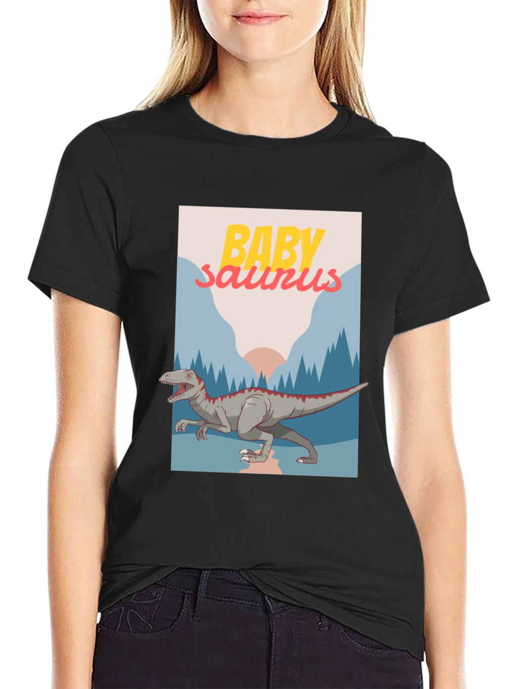 Baby Saurus Graphic T-Shirt - Black Cotton Tee