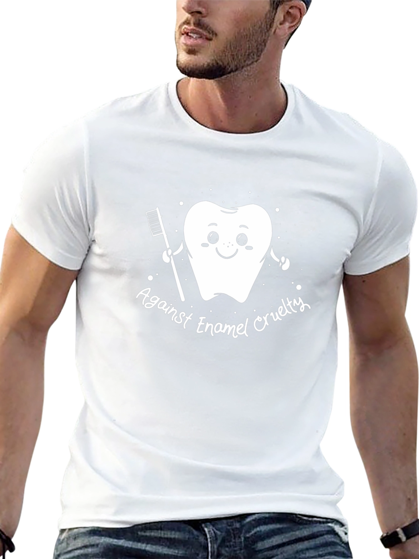 Against Enamel Cruelty T-Shirt - Tooth & Brush Design