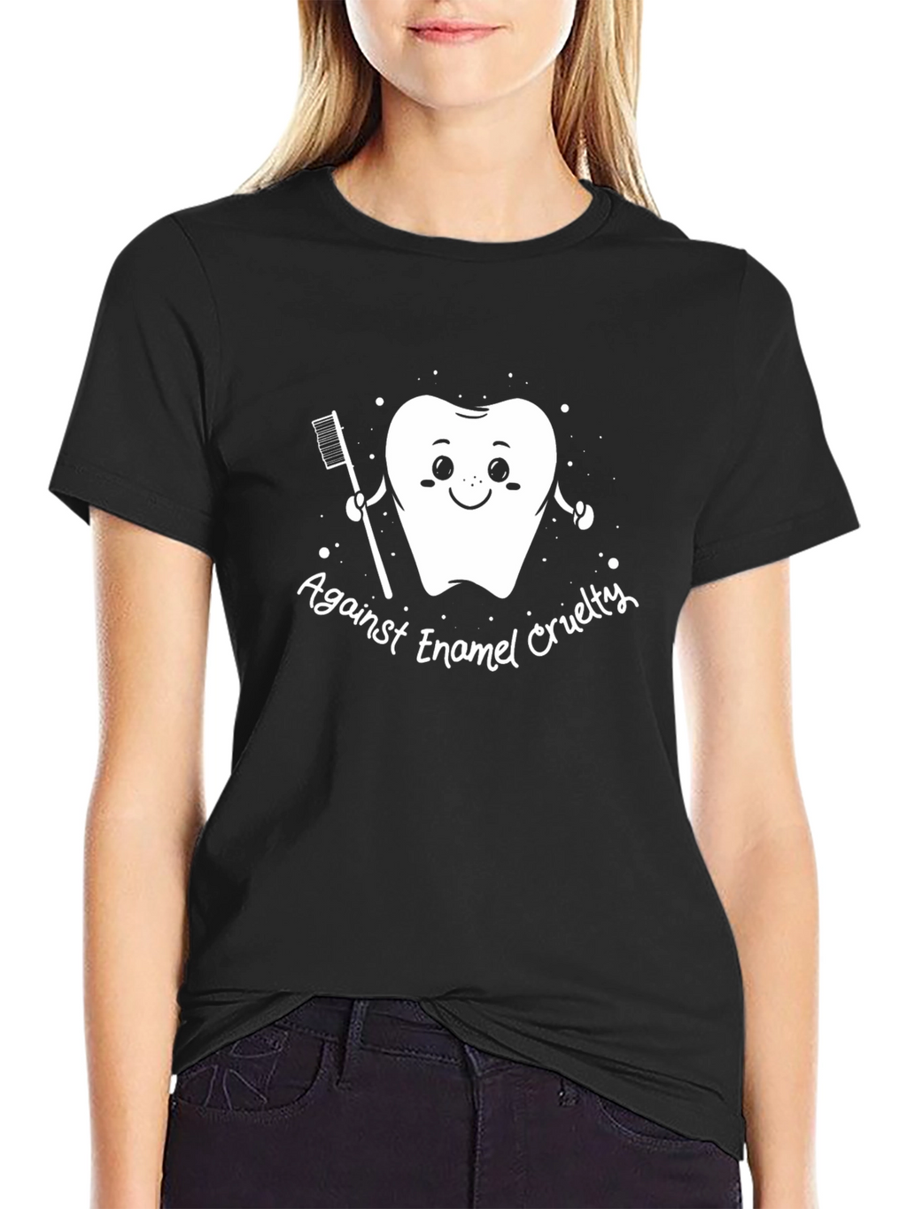Against Enamel Cruelty T-Shirt - Tooth & Brush Design