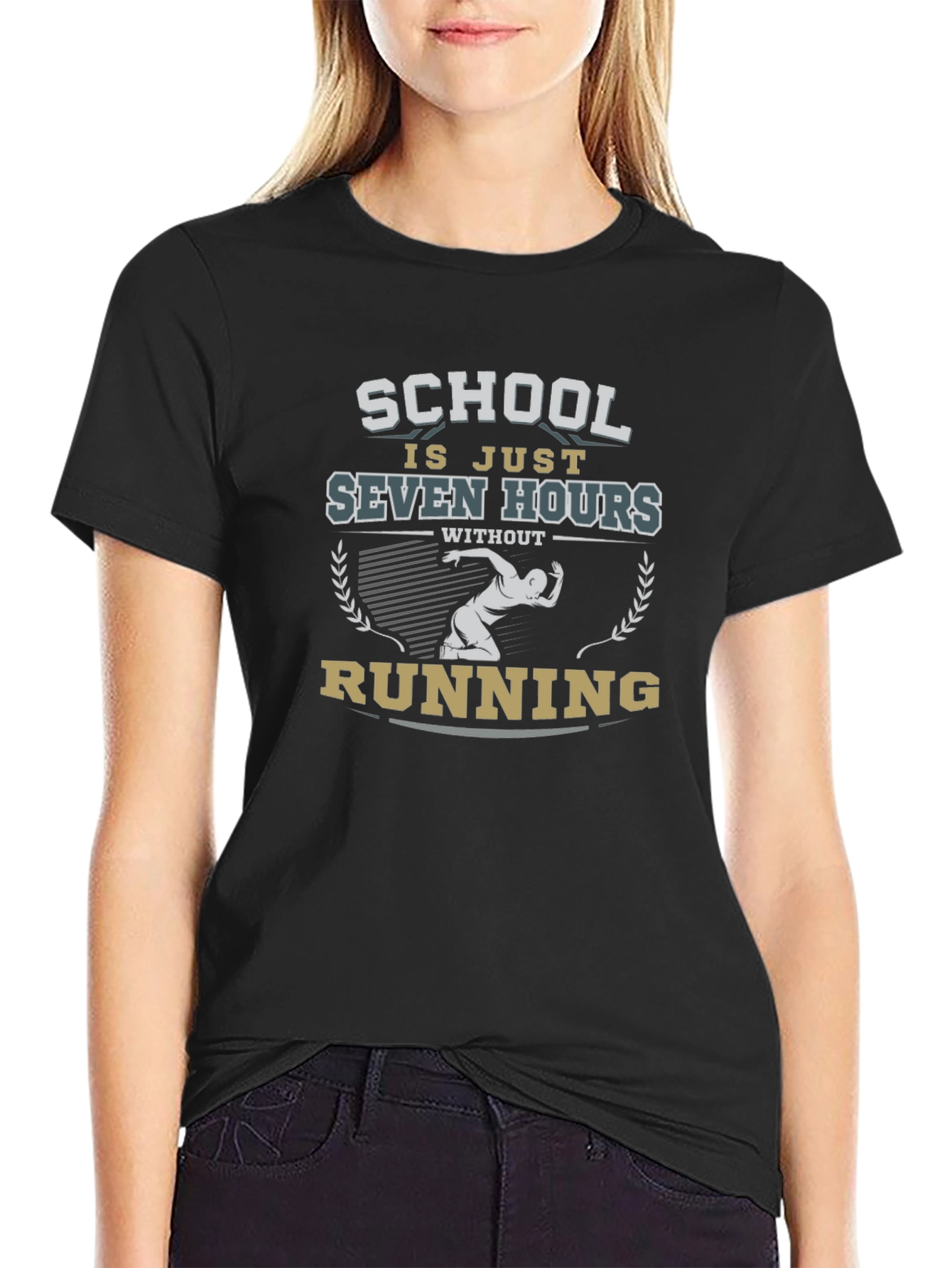 Funny Running T-Shirt: School Is Just Seven Hours Without Running