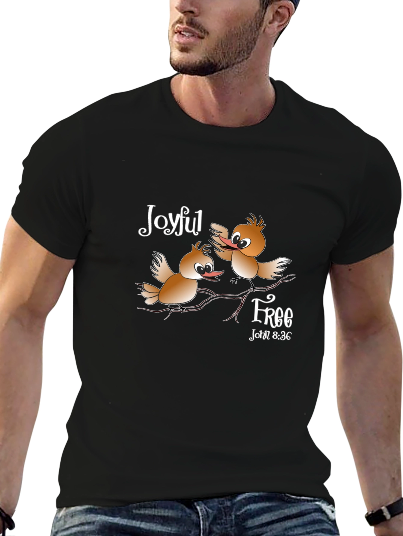 Joyful Free Bird T-Shirt - Christian Verse John 8:36