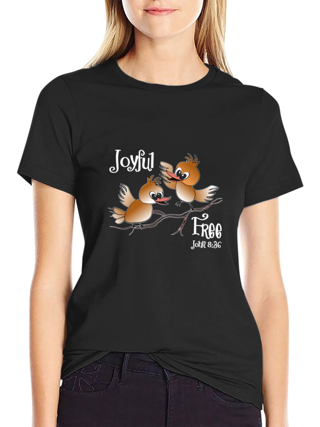 Joyful Free Bird T-Shirt - Christian Verse John 8:36