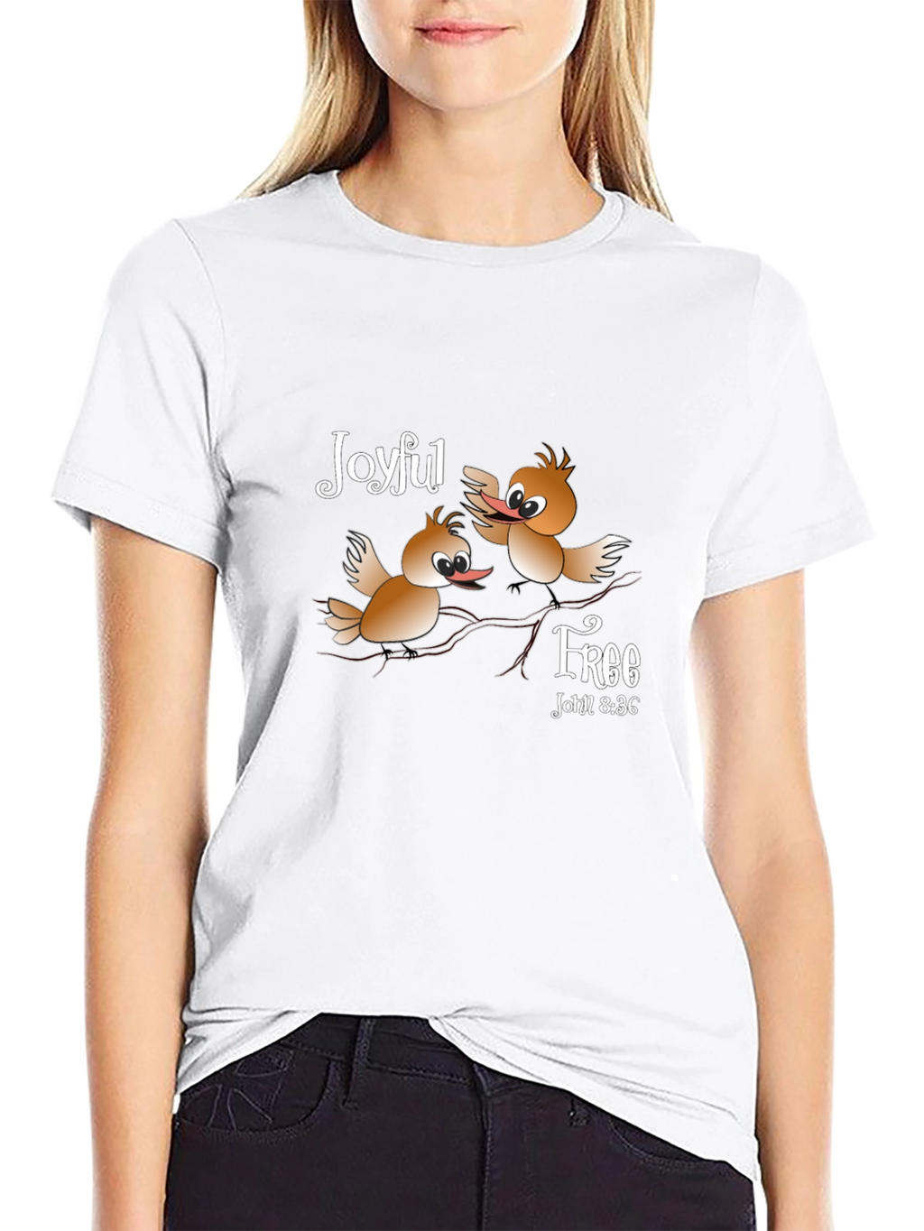 Joyful Free Bird T-Shirt - Christian Verse John 8:36