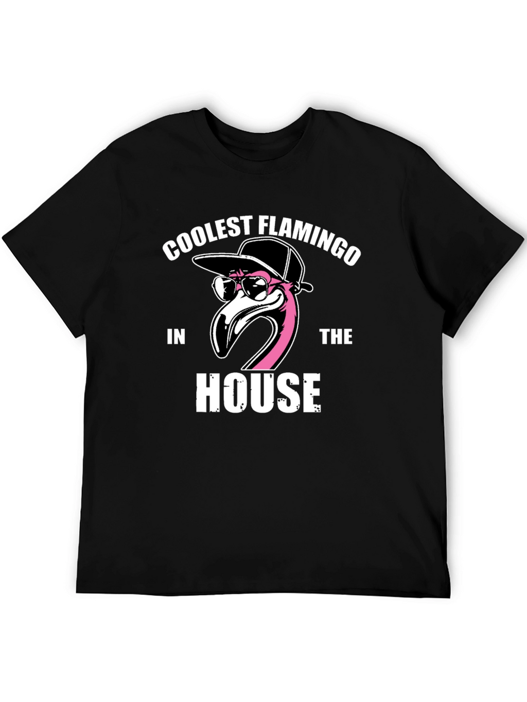 Coolest Flamingo in the House Black Graphic Tee