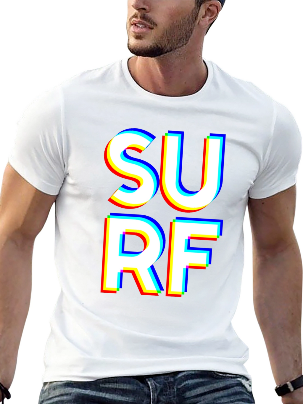 Surf Graphic T-Shirt - Bold White Text on Black