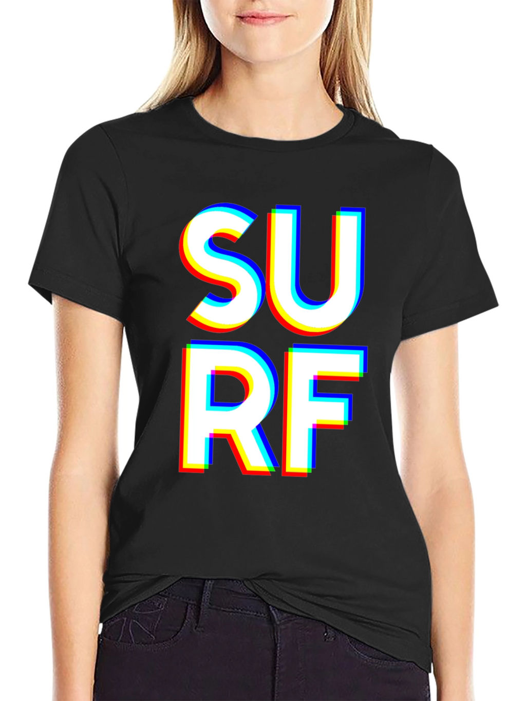 Surf Graphic T-Shirt - Bold White Text on Black