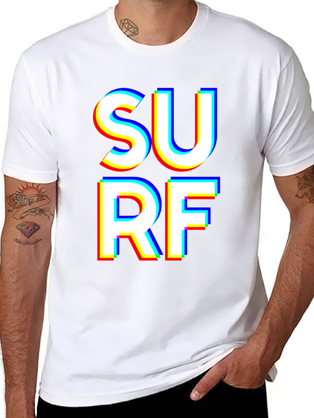 Surf Graphic T-Shirt - Bold White Text on Black