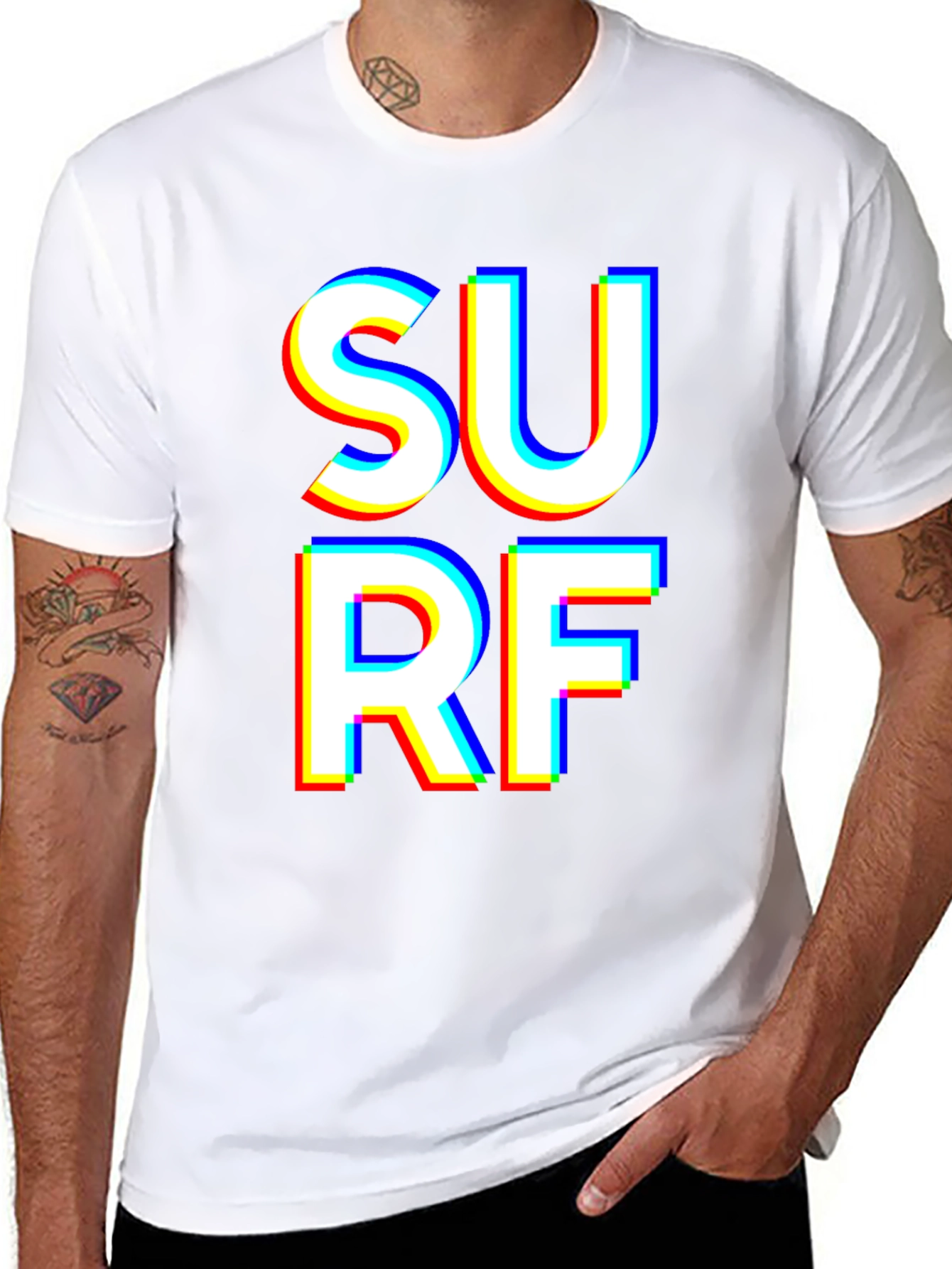 Surf Graphic T-Shirt - Bold White Text on Black