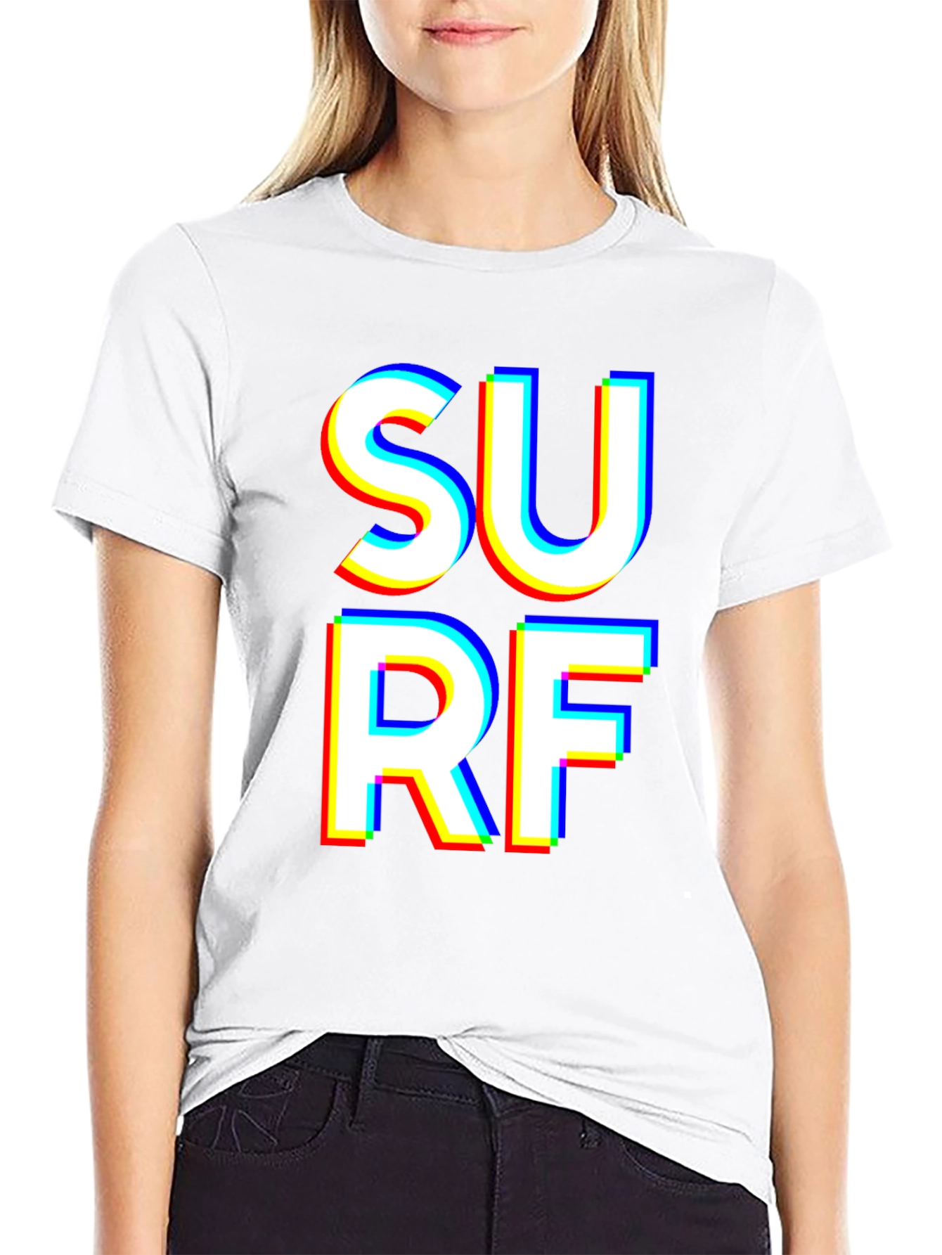 Surf Graphic T-Shirt - Bold White Text on Black