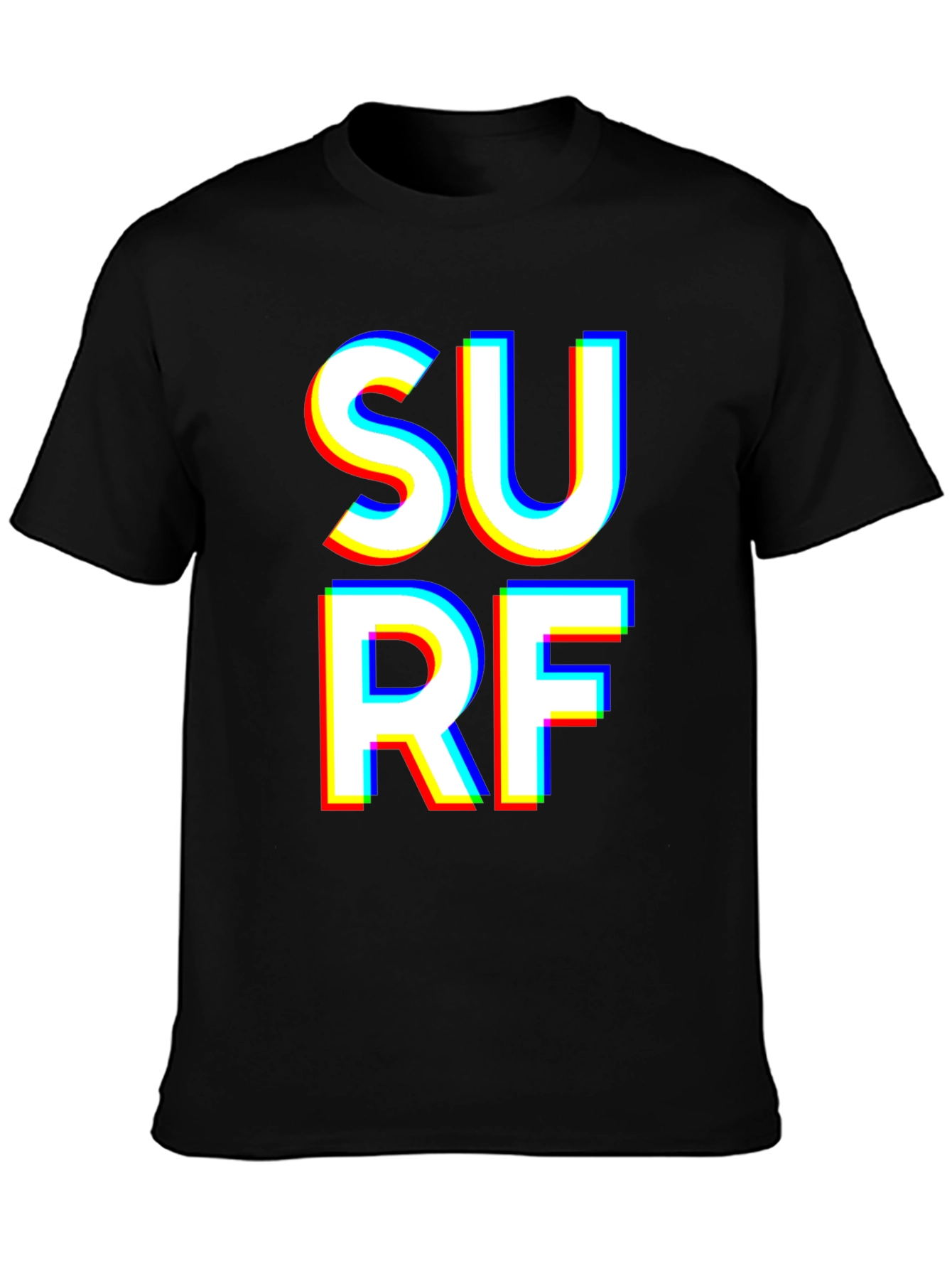 Surf Graphic T-Shirt - Bold White Text on Black