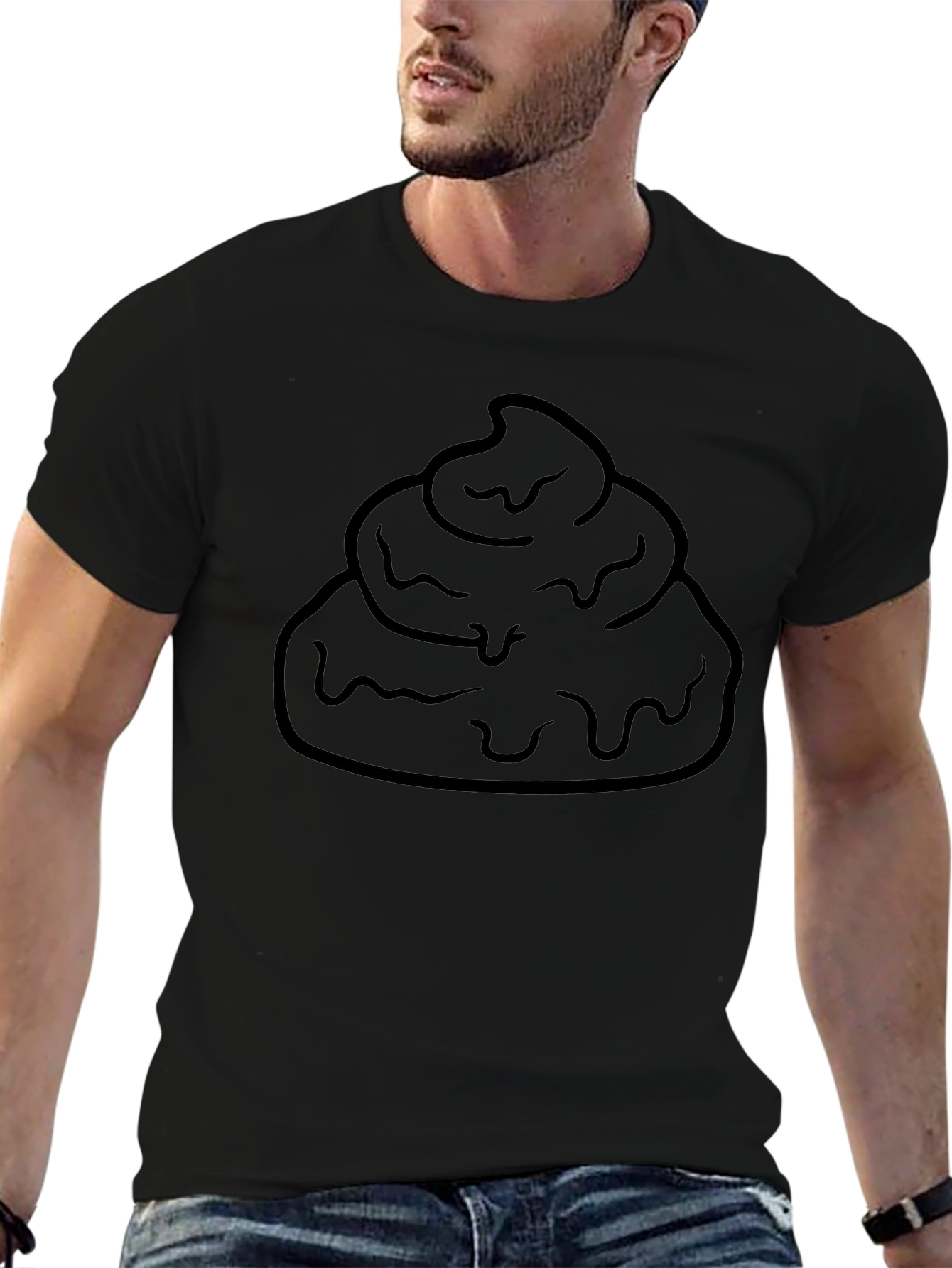 Poop Emoji Graphic T-Shirt - Black Cotton Blend