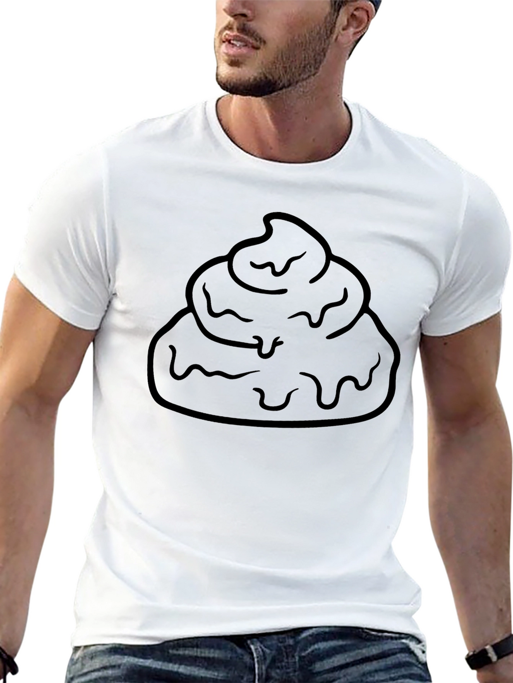 Poop Emoji Graphic T-Shirt - Black Cotton Blend