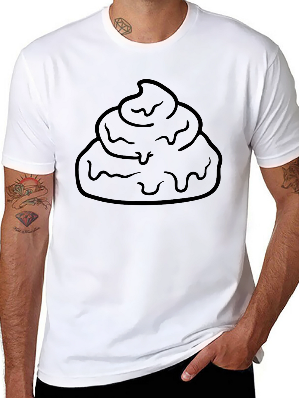 Poop Emoji Graphic T-Shirt - Black Cotton Blend