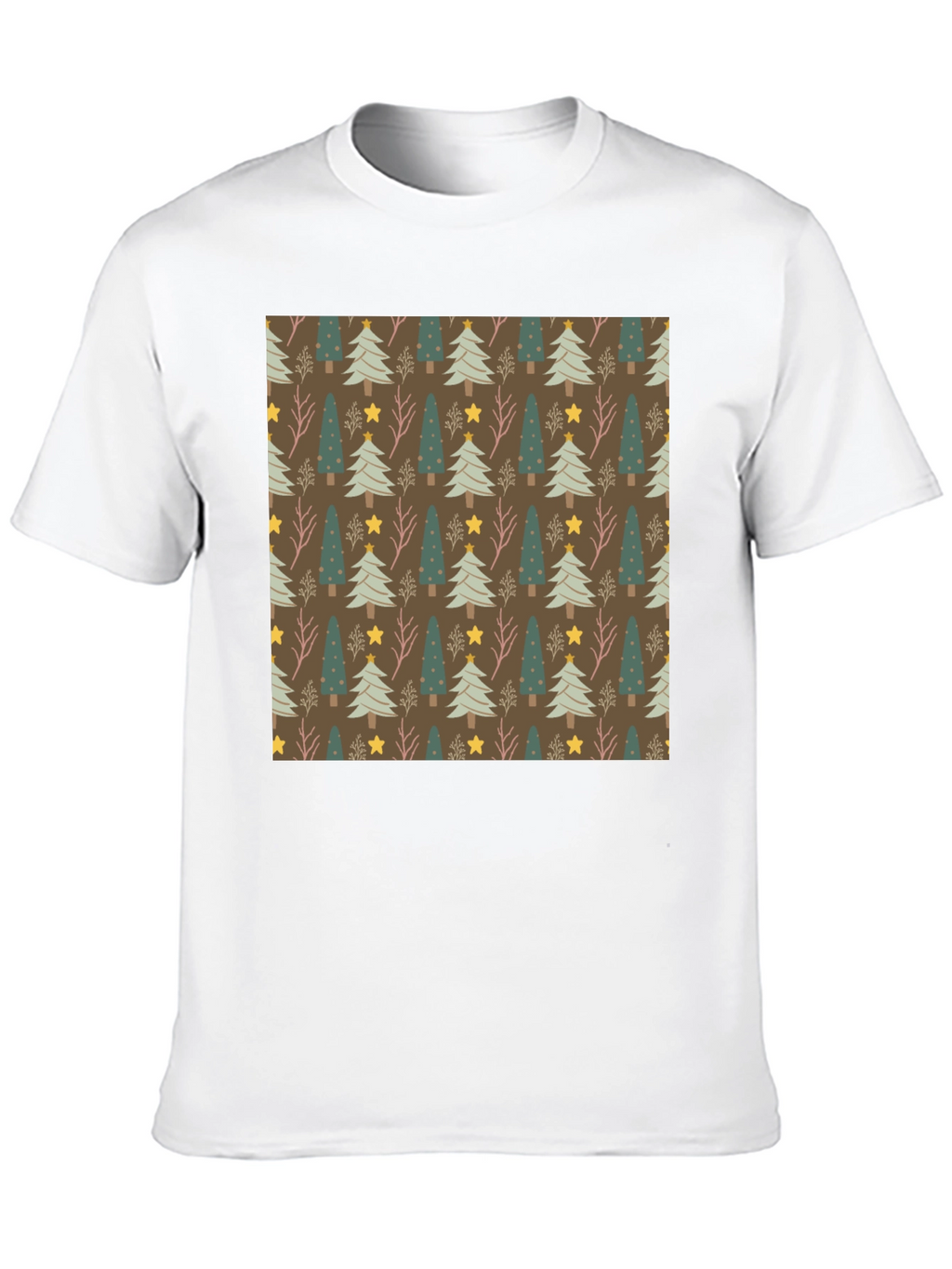 Festive Christmas Tree Pattern Black Tee