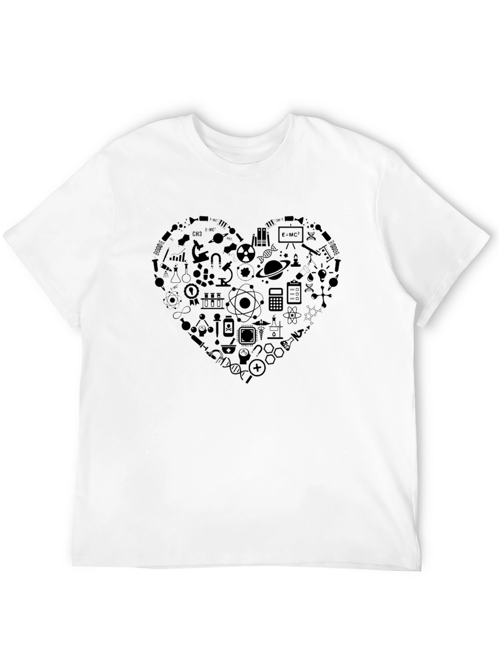 Science Heart Graphic Tee - Black Crew Neck T-Shirt